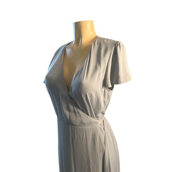 Women L Show Me Your Mumu Noelle Wrap Dress Bridesmaid Wedding Flutter Slv - Picture 3 of 7